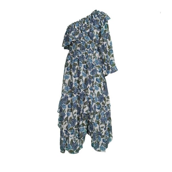 Misa Los Angeles Vola Dress Blue Floral Azulia One-Shoulder‎ Ruffled Size XS - Picture 9 of 10